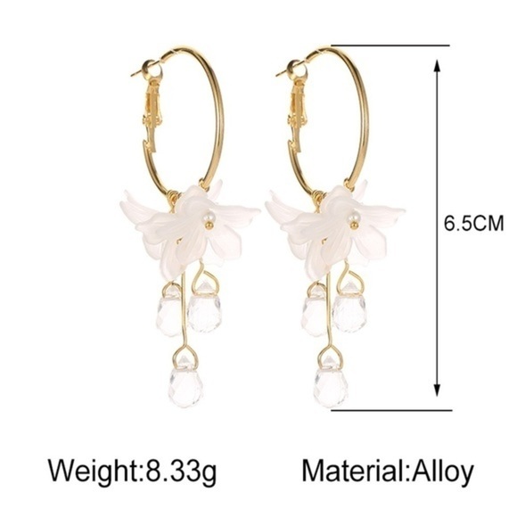 NEW Sweet Flower Crystal Pendant Earrings - Picture 7 of 7